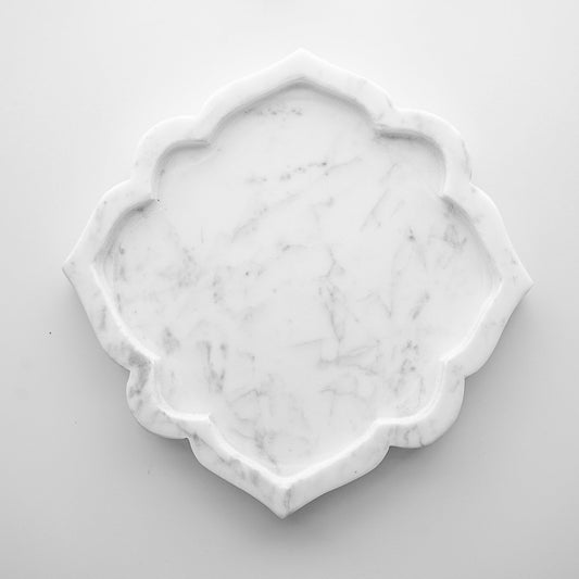 Elegant Arabesque Marble Serving Tray