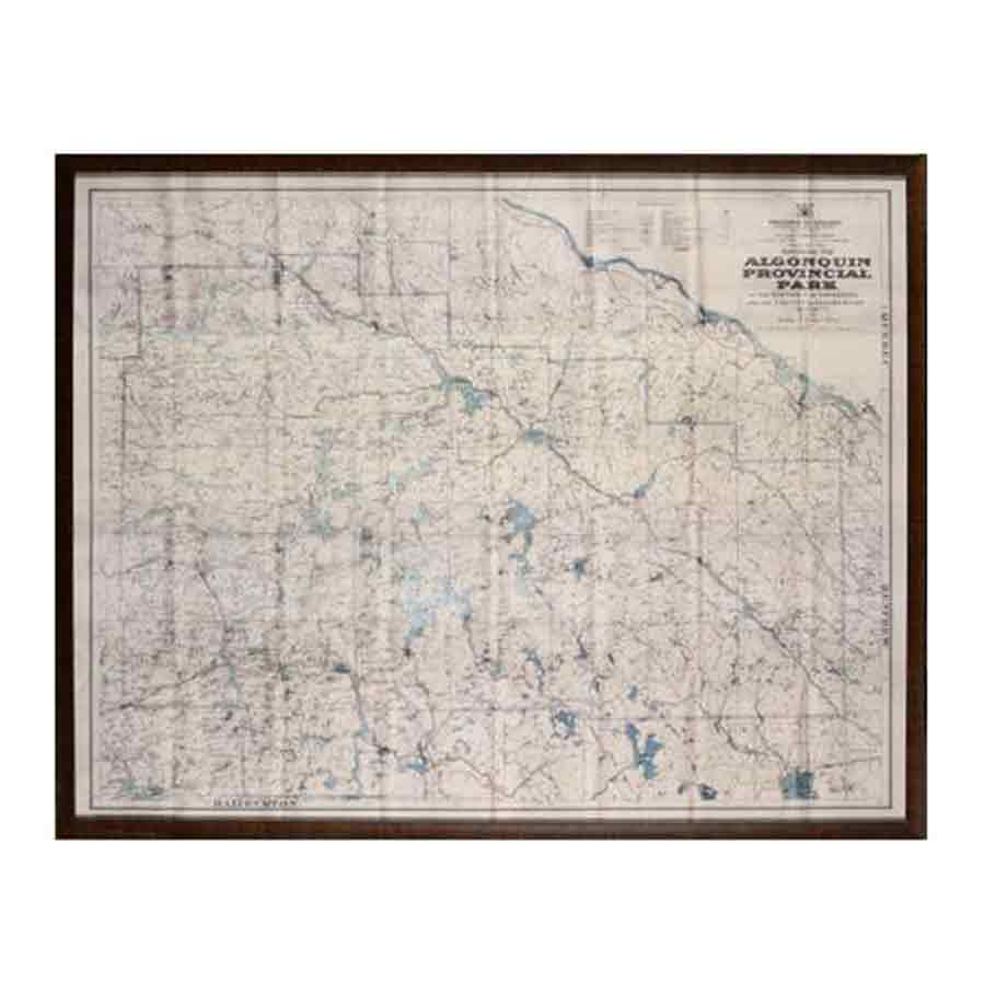 Vintage Algonquin Park Map Framed Wall Decor