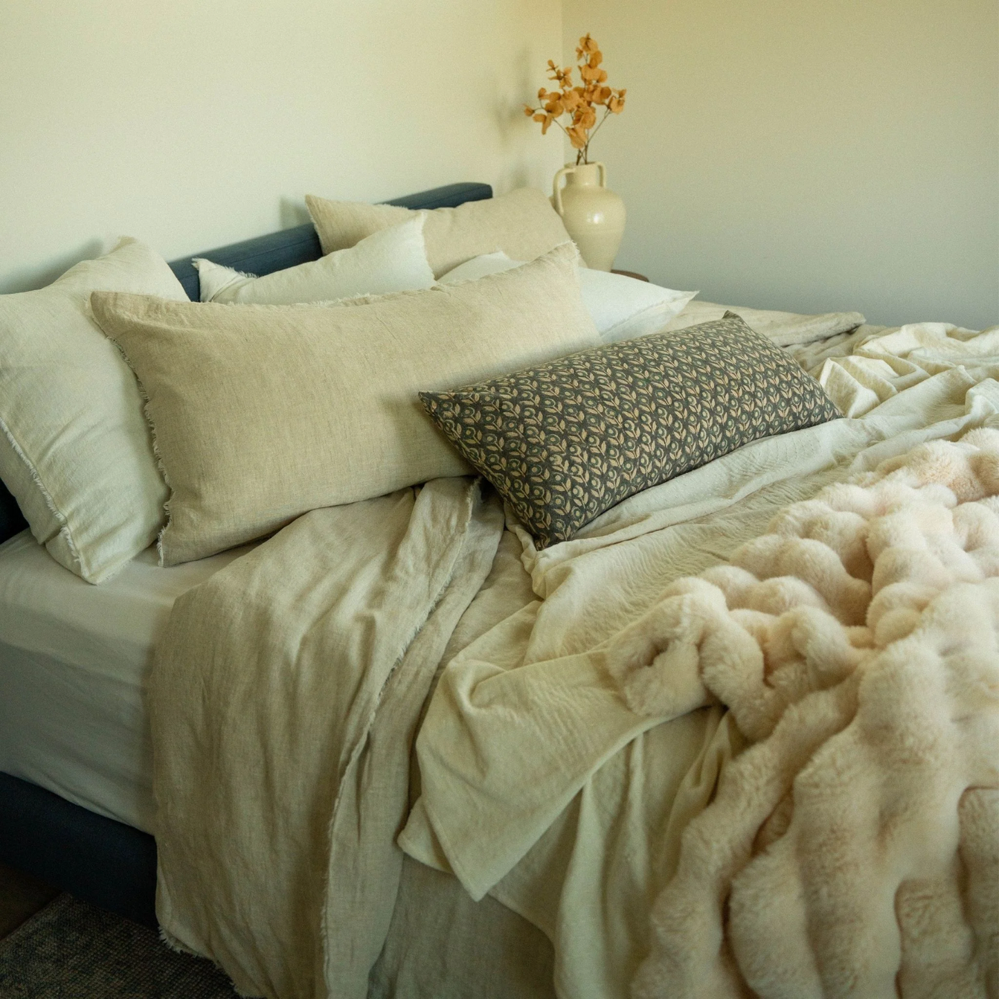 Faux Fur Cream Throw