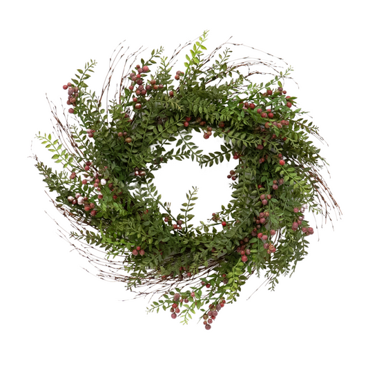 Elegant 24" Burgundy Berry Wreath