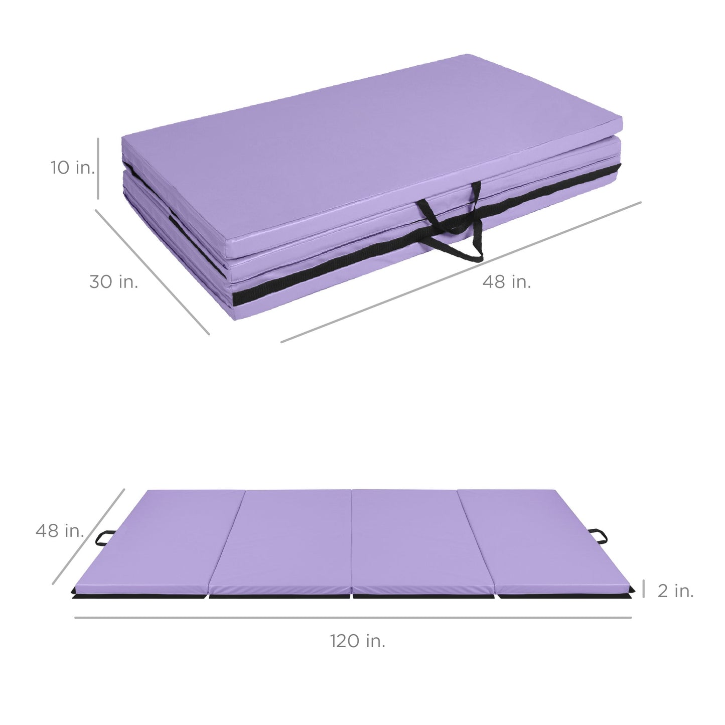 Folding Exercise Fitness Workout Gym Floor Mat w/ Handles