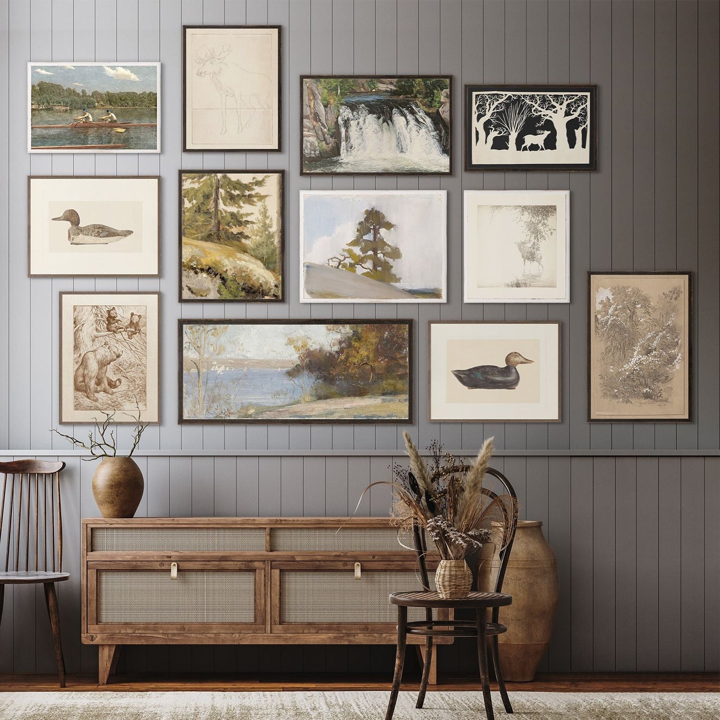 Dark Wood Lakeside Wall Art