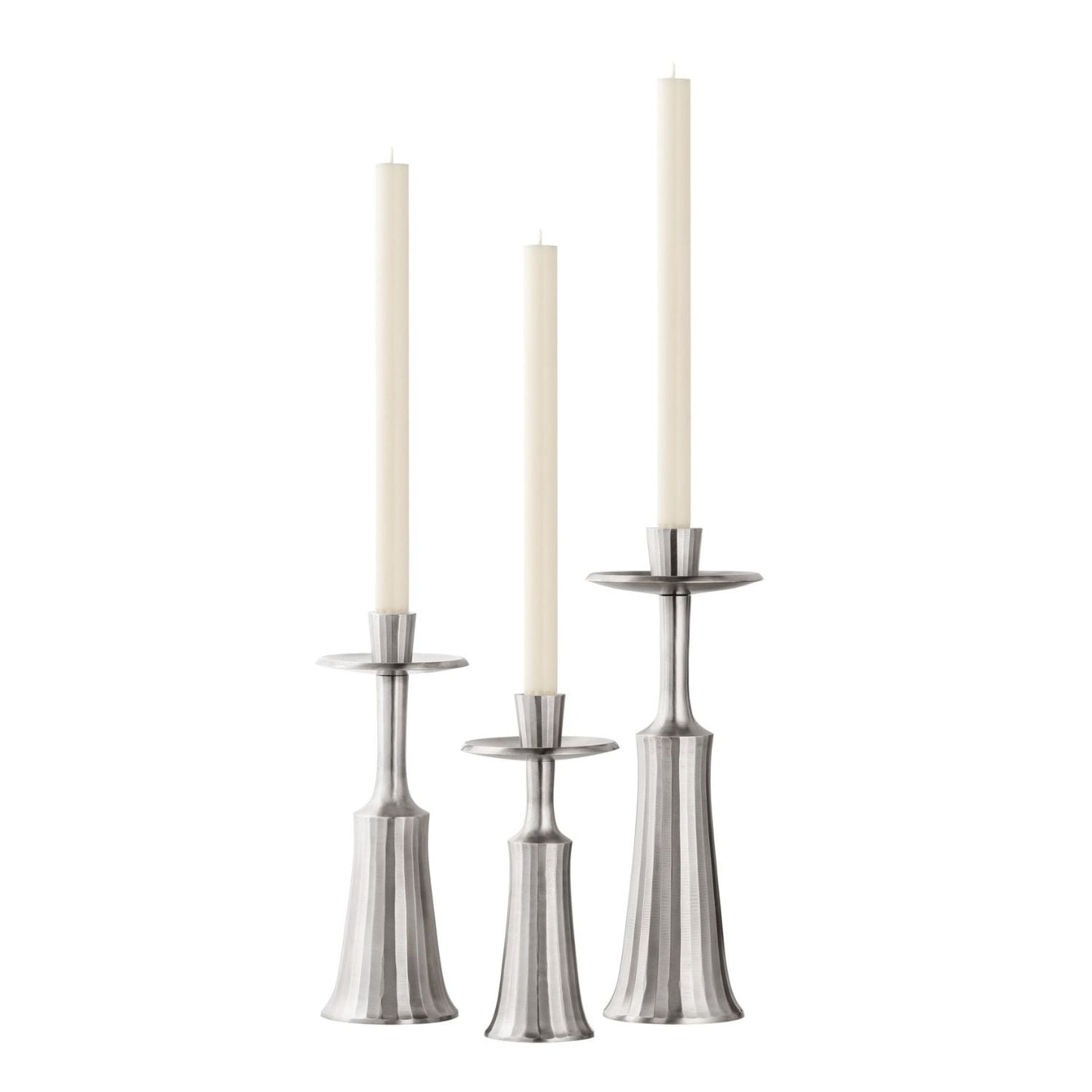 Ridged Taper Candle Holder - Pewter