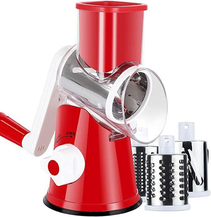 Versatile 3-in-1 Rotary Vegetable Slicer & Cheese Grater – Fast & Safe Food Prep with Free Shipping
