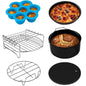 8-Inch Round Air Fryer Accessory Set - 6 Essential Baking Trays, Racks & Pans for Healthy Cooking - FREE SHIPPING