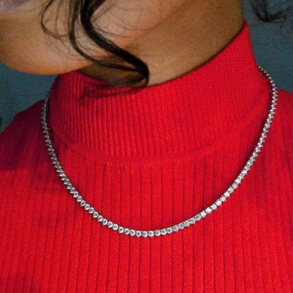 Silver Three-Prong Tennis Necklace - Sample Sale