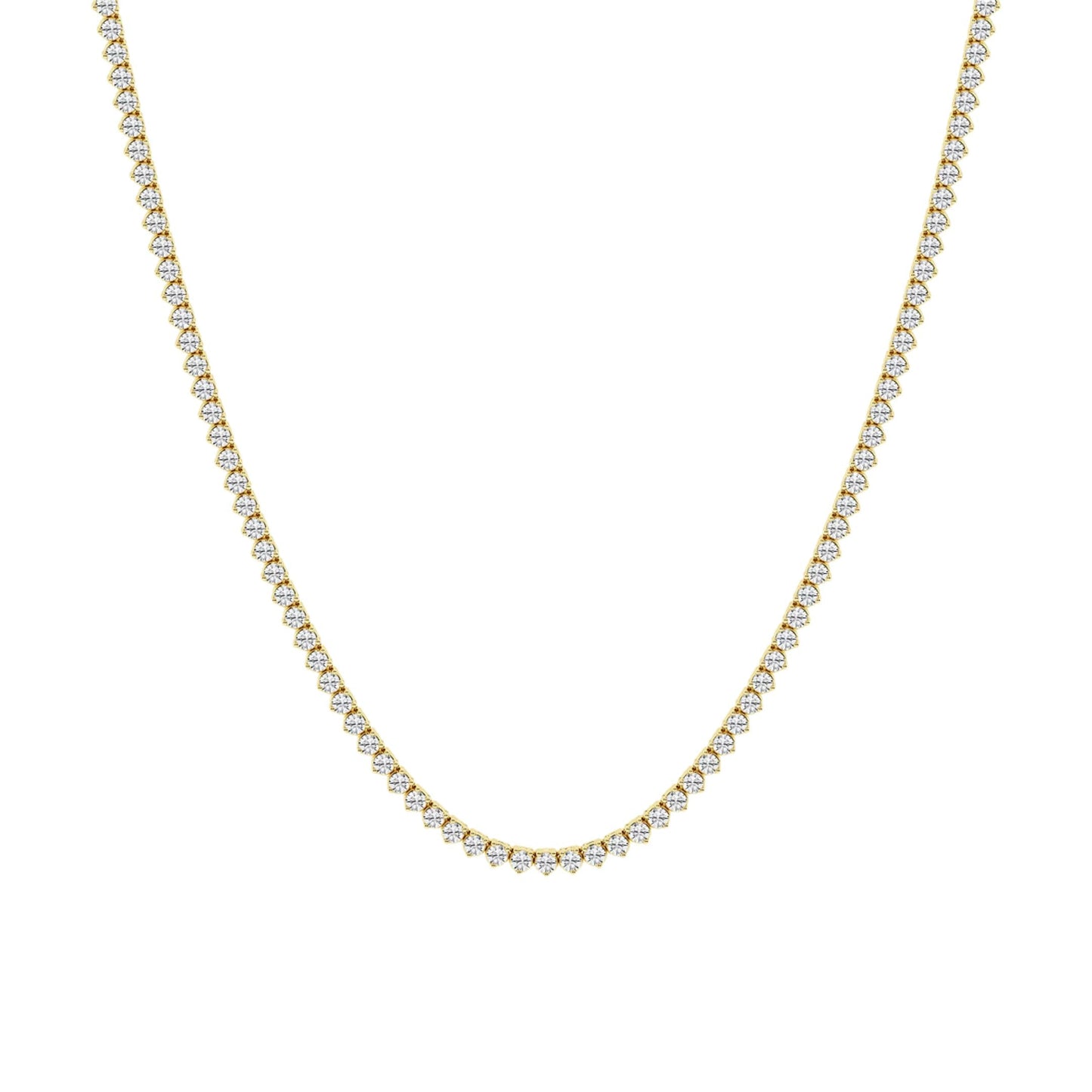 Elegant Three-Prong Tennis Necklace - Gold