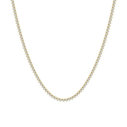 Elegant Three-Prong Tennis Necklace - Gold