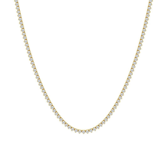 Elegant Three-Prong Tennis Necklace - Gold