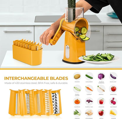 The 5 in 1 Rotary Cheese Grater Vegetable Slicer