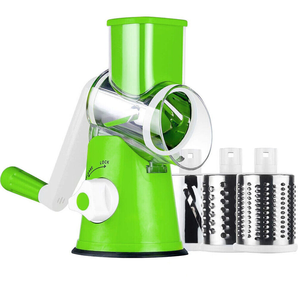 Versatile 3-in-1 Rotary Vegetable Slicer & Cheese Grater – Fast & Safe Food Prep with Free Shipping