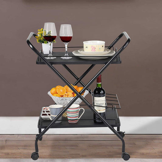 Metal Bar Service Car With Wine Rack- FREE SHIPPING