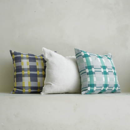 Checkered Turquoise Toss Cushion
