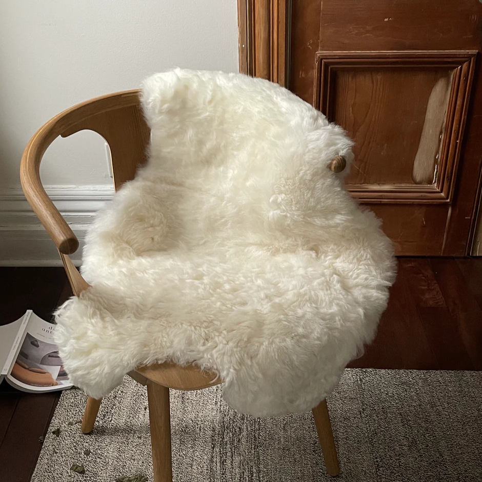 Shorn White Sheepskin Throw