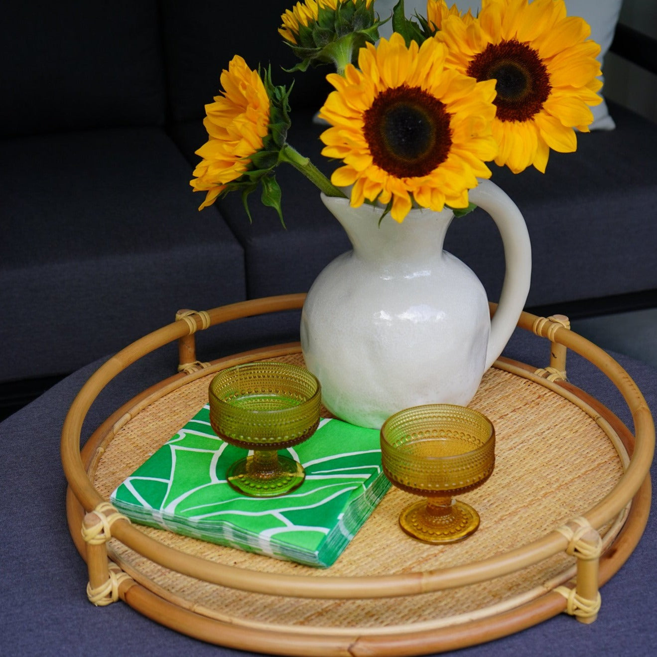 Bow Handle Ceramic Pitcher