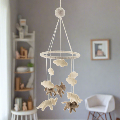 Floating Felt Elephant Baby Mobile