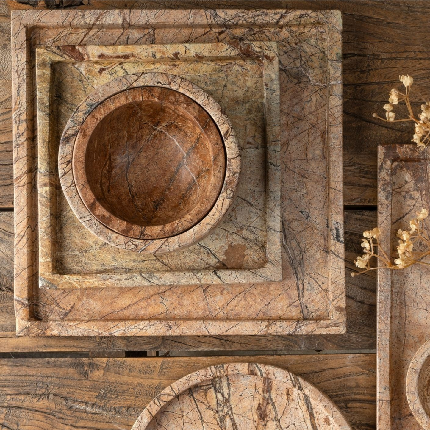 Marble Aged Brown Tray