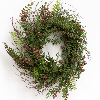 Elegant 24" Burgundy Berry Wreath