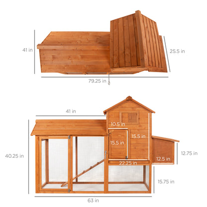 Multi-Level Wooden Chicken Coop - 80in