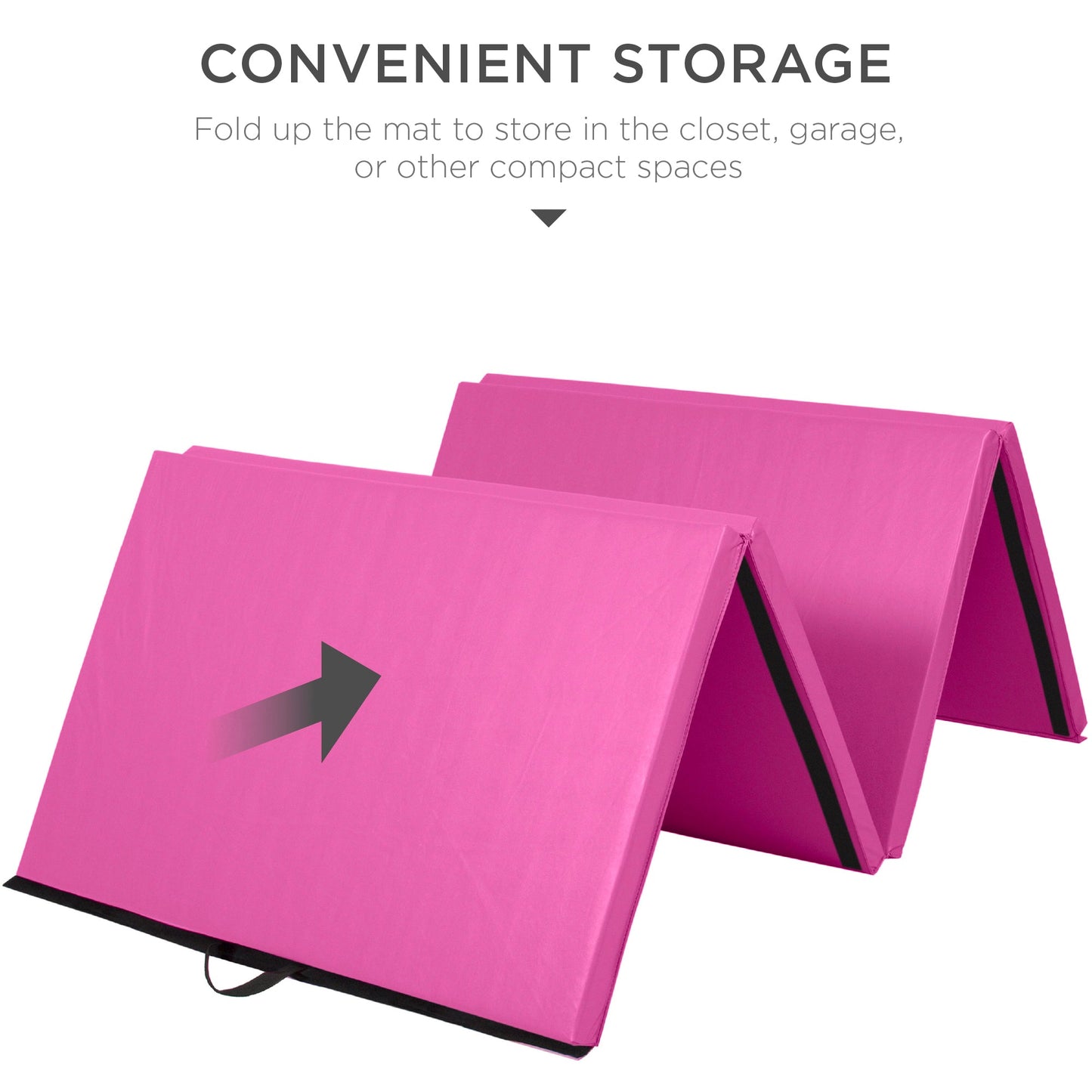 Folding Exercise Fitness Workout Gym Floor Mat w/ Handles