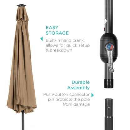 Solar LED Lighted Patio Umbrella w/ Tilt Adjustment, UV-Resistant- 10ft