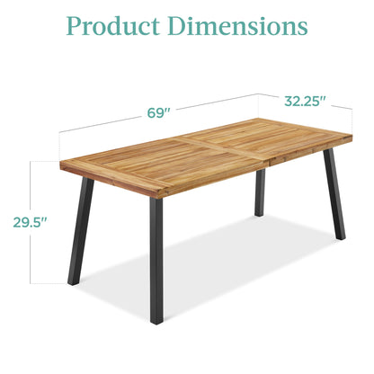 Acacia Wood Dining Table for 6 - Indoor & Outdoor Use