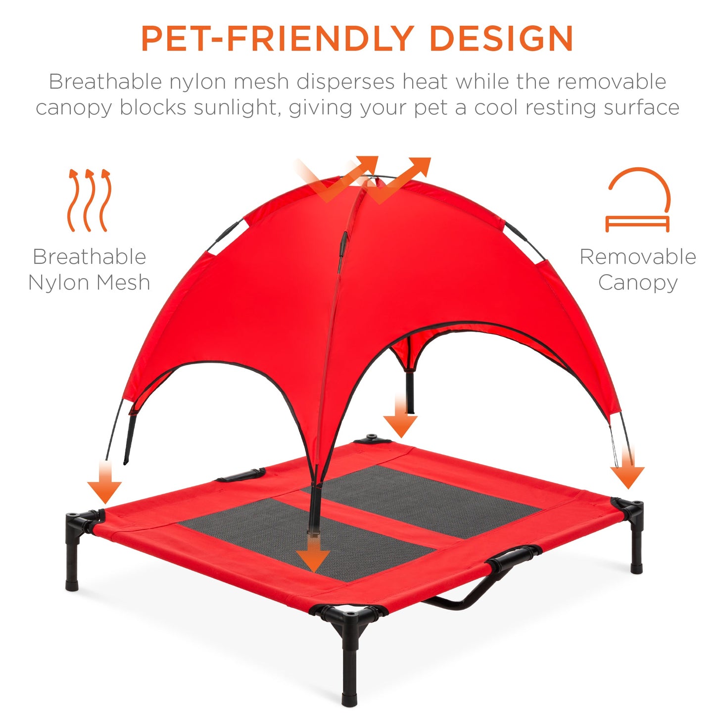 Elevated Canopy Pet Bed with Travel Bag - 36 Inch Outdoor Cooling Solution for Dogs and Cats