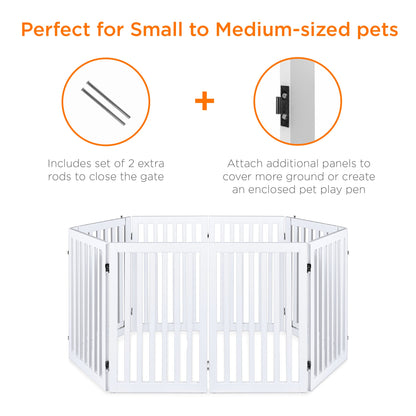 Versatile 31.5in Freestanding Wooden Pet Barrier with Secure Door and Stability Feet