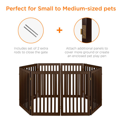 Versatile 31.5in Freestanding Wooden Pet Barrier with Secure Door and Stability Feet