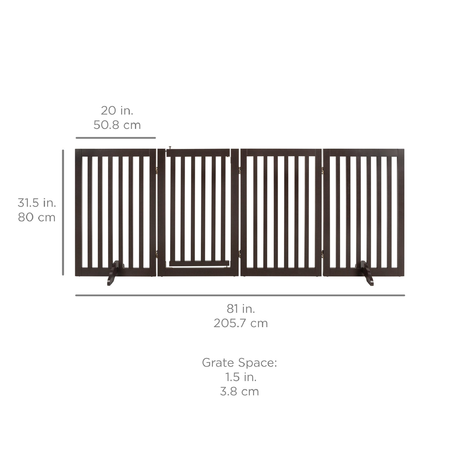 Versatile 31.5in Freestanding Wooden Pet Barrier with Secure Door and Stability Feet