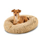 Self-Warming Shag Fur Calming Pet Bed w/ Water-Resistant Lining - Brown