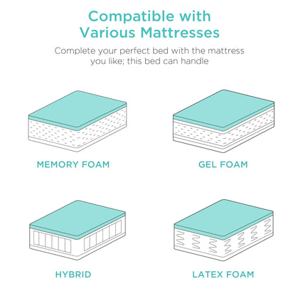 Smart Adjustable Bed Frame with Massage Function, Wireless Remote, and USB Charging Ports