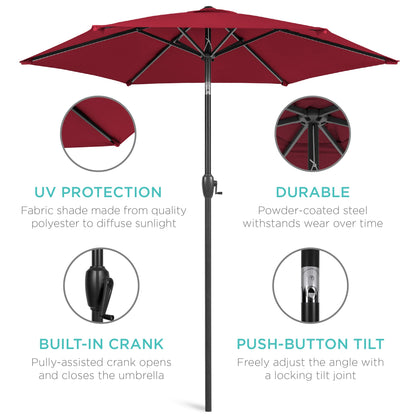 Outdoor Market Patio Umbrella w/ Push Button Tilt, Crank Lift - 7.5ft