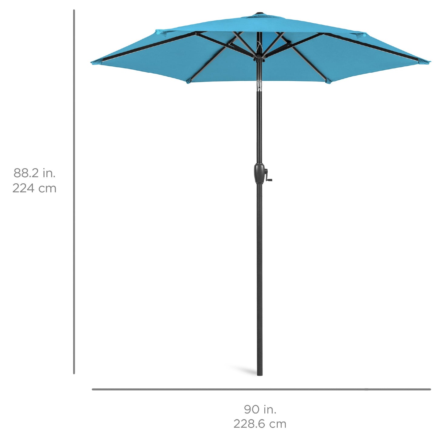 Outdoor Market Patio Umbrella w/ Push Button Tilt, Crank Lift - 7.5ft