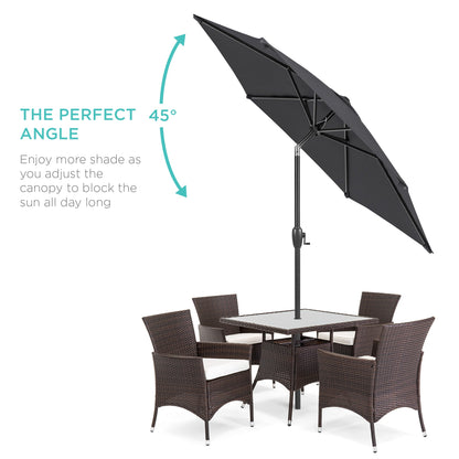 Outdoor Market Patio Umbrella w/ Push Button Tilt, Crank Lift - 7.5ft