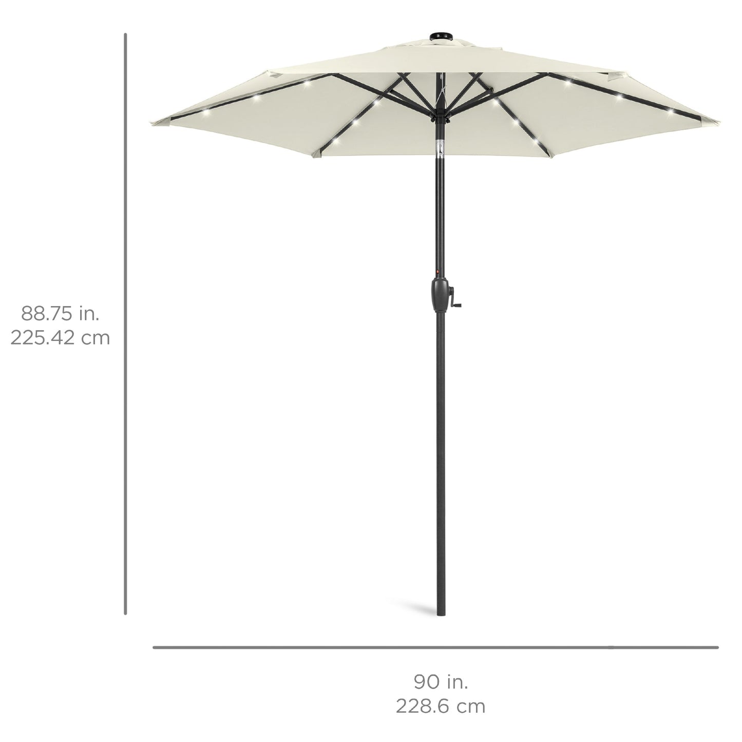 Outdoor Solar Patio Umbrella w/ Push Button Tilt, Crank Lift - 7.5ft