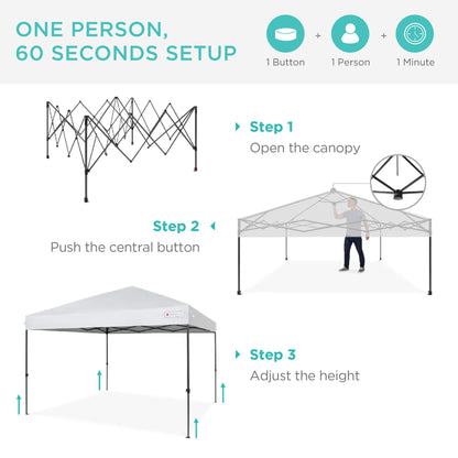 One-Person Setup Instant Pop Up Canopy w/ Case, 4 Weight Bags - 10x10ft