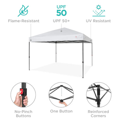 One-Person Setup Instant Pop Up Canopy w/ Case, 4 Weight Bags - 10x10ft