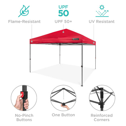 One-Person Setup Instant Pop Up Canopy w/ Case, 4 Weight Bags - 10x10ft