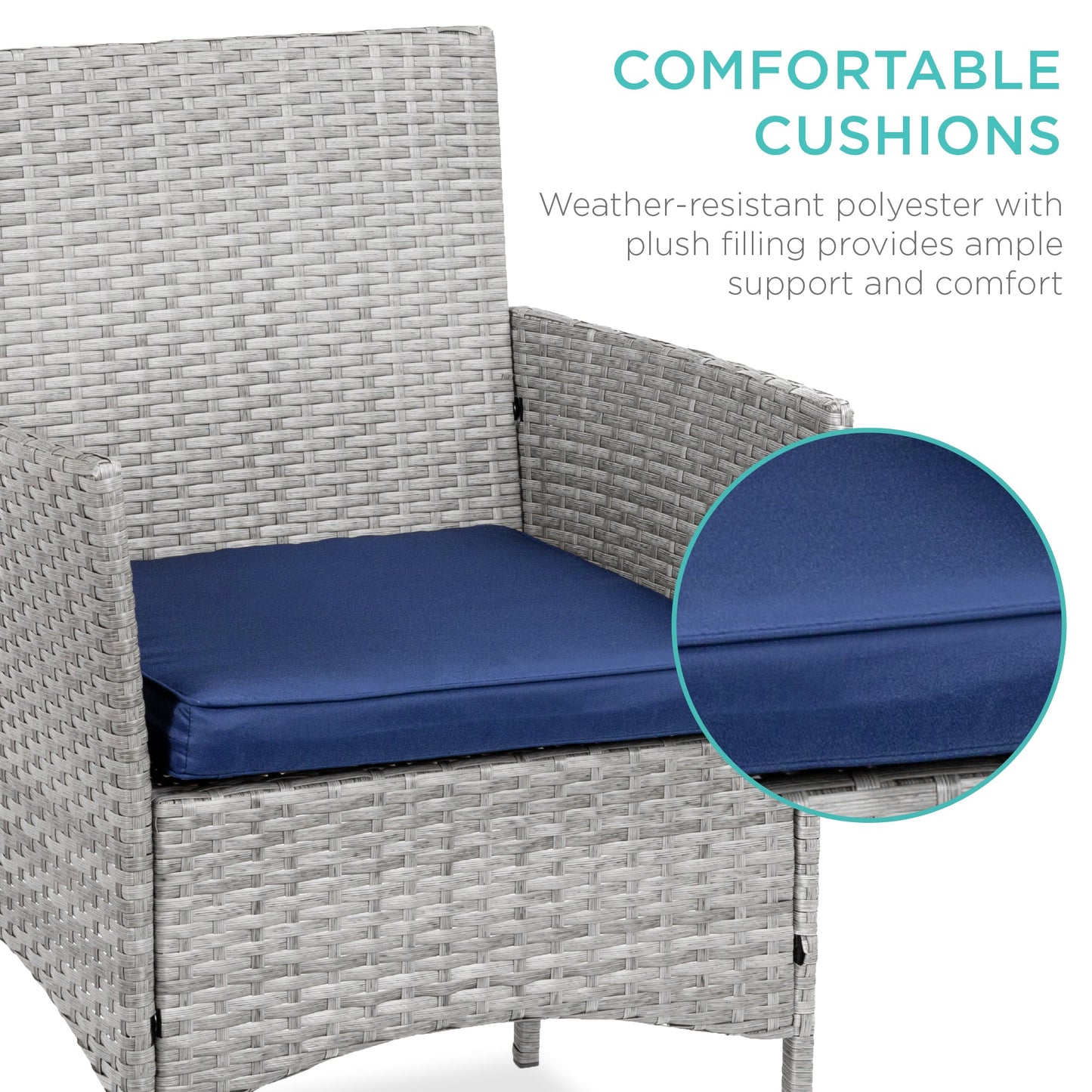 3-Piece All-Weather Wicker Bistro Set with Storage and Cushions