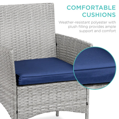 3-Piece All-Weather Wicker Bistro Set with Storage and Cushions