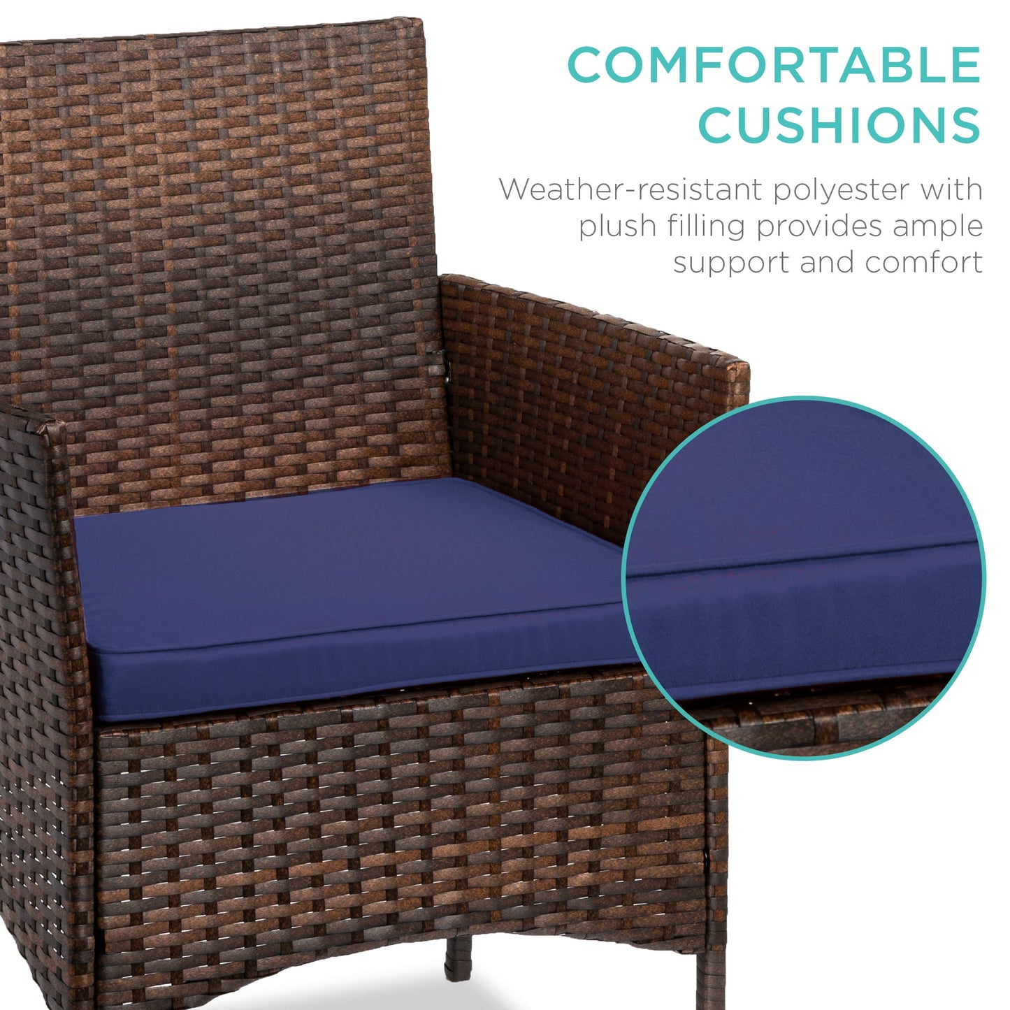 3-Piece All-Weather Wicker Bistro Set with Storage and Cushions