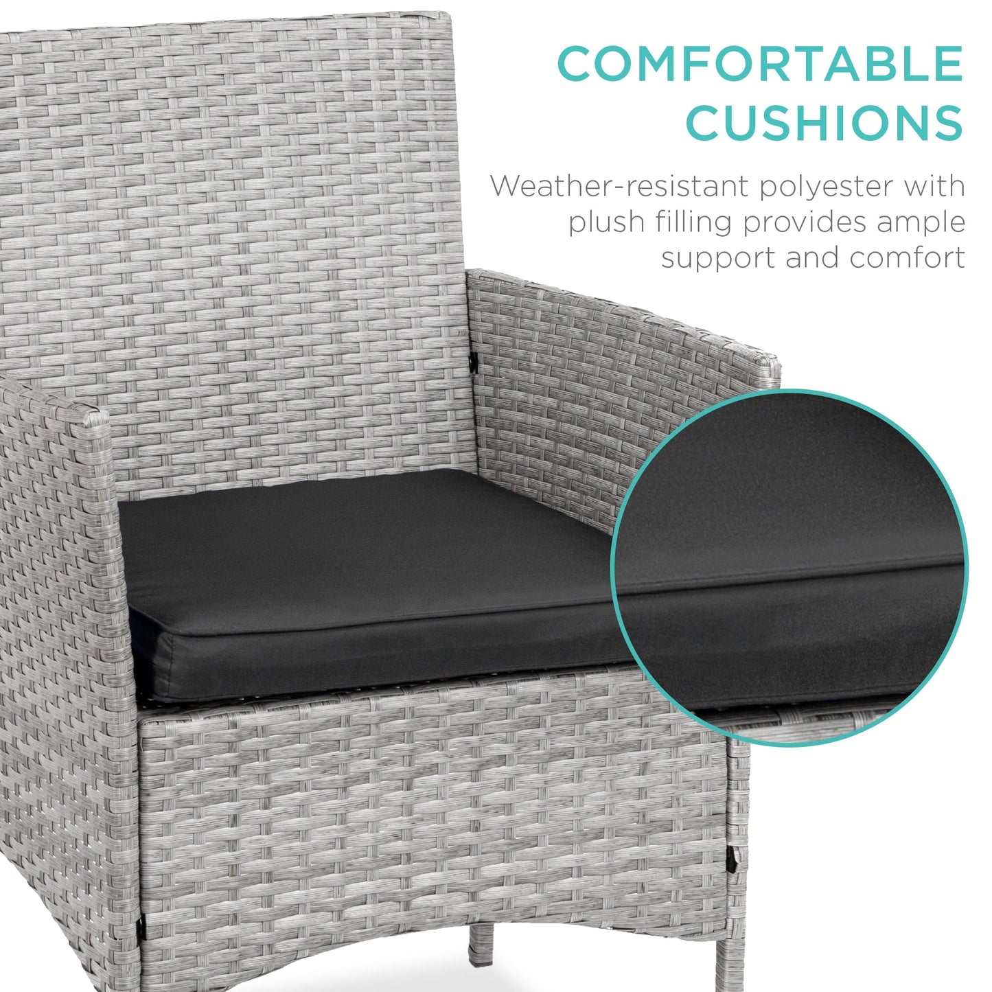 3-Piece All-Weather Wicker Bistro Set with Storage and Cushions