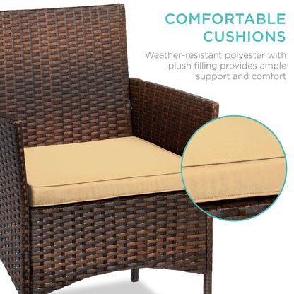 3-Piece All-Weather Wicker Bistro Set with Storage and Cushions