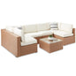 Modular 7-Piece Outdoor Wicker Sectional Set with Pillows and Cover