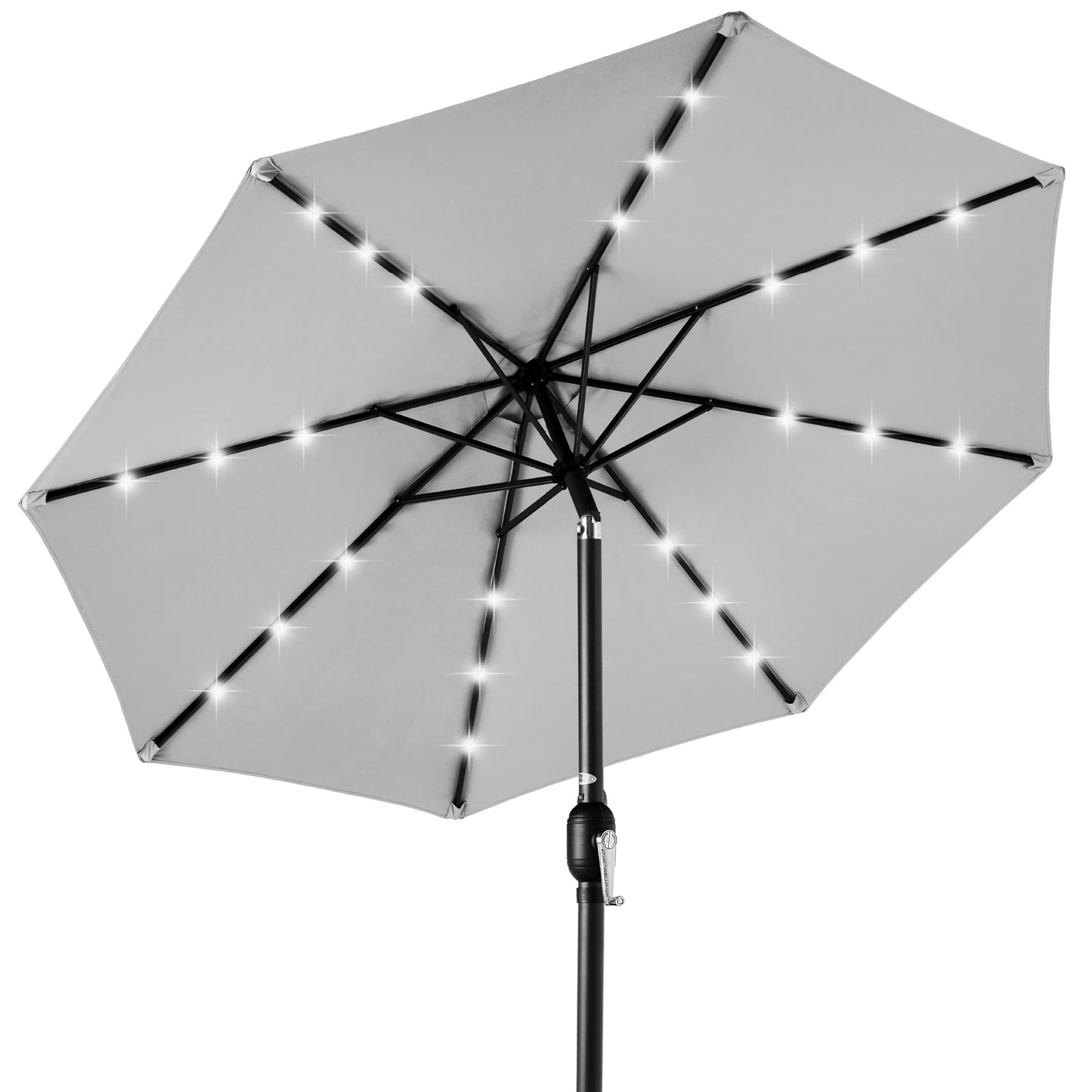 Solar LED Lighted Patio Umbrella w/ Tilt Adjustment, UV-Resistant- 10ft