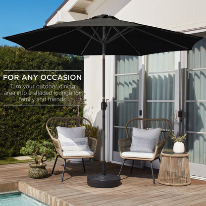 Outdoor Steel Market Patio Umbrella Decoration w/ Tilt, Crank Lift - 10ft