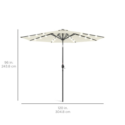 Solar LED Lighted Patio Umbrella w/ Tilt Adjustment, UV-Resistant- 10ft