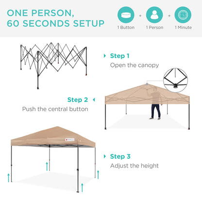 One-Person Setup Instant Pop Up Canopy w/ Case, 4 Weight Bags - 10x10ft