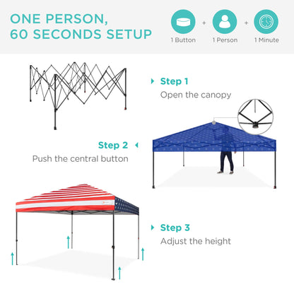 One-Person Setup Instant Pop Up Canopy w/ Case, 4 Weight Bags - 10x10ft